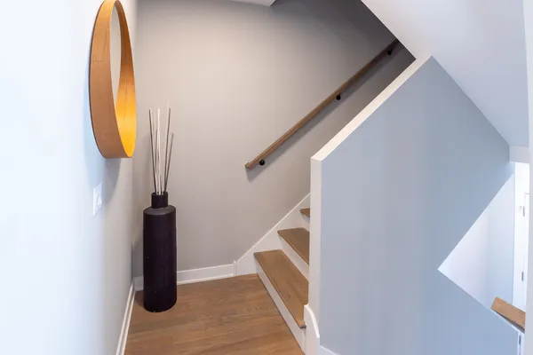 a view of entryway with wooden floor