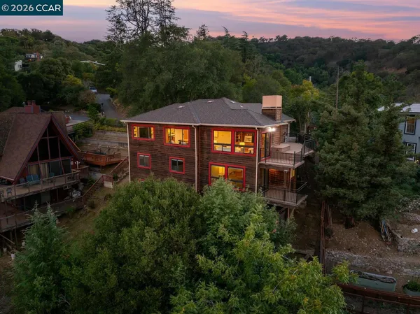 an aerial view of a house