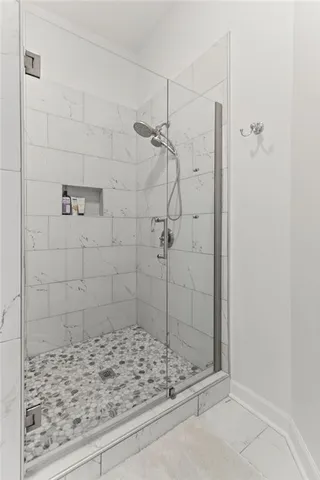 a bathroom with a shower