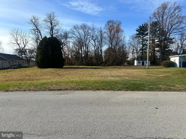 a view of a field with trees in background