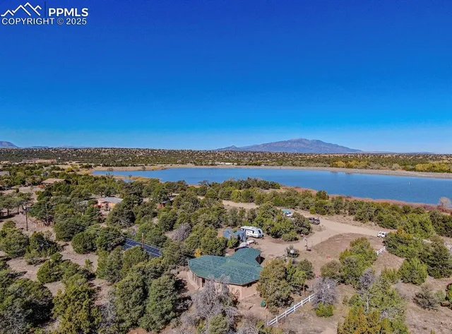 a view of lake and mountain