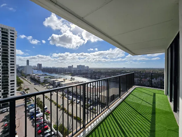 a view of city from a balcony
