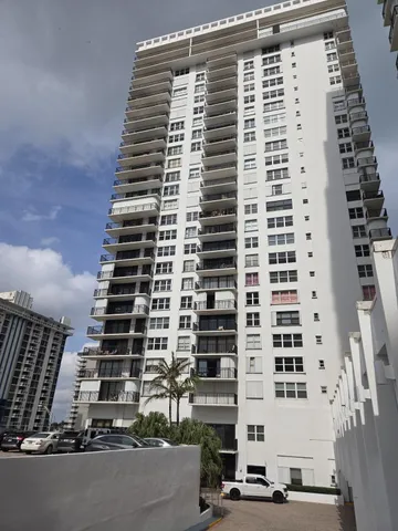 a city view with tall buildings