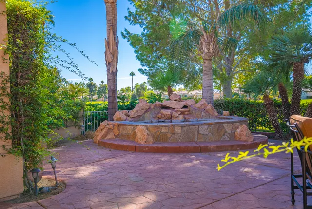 a view of an outdoor space with a tub