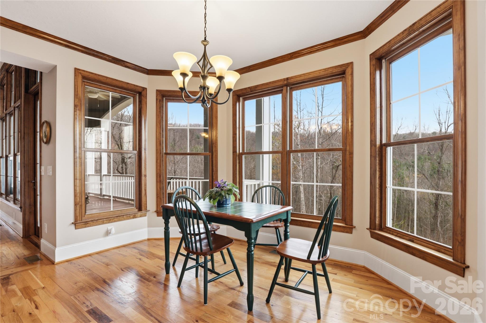1084 Rocky Headwaters Road Moravian Falls, NC 28654 - Photo 13 of 43 a dining room with furniture a chandelier and wooden floor