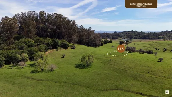 a view of a lake with a yard