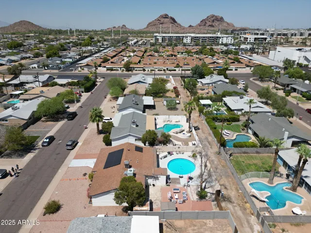 an aerial view of a city