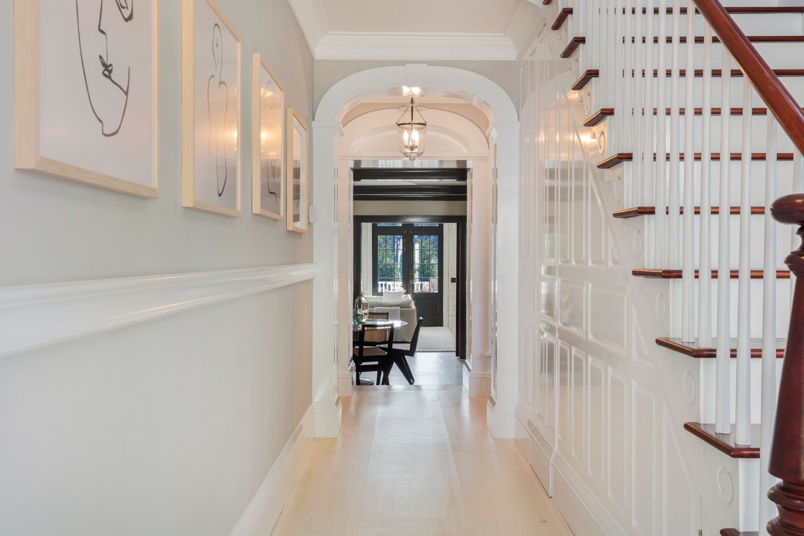 43 Howard Street Sag Harbor, NY 11963 - Photo 7 of 31 a view of a hallway with entryway dining room and hall with wooden floor