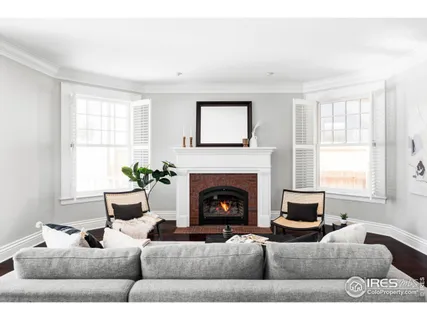 a living room with furniture window and a fireplace