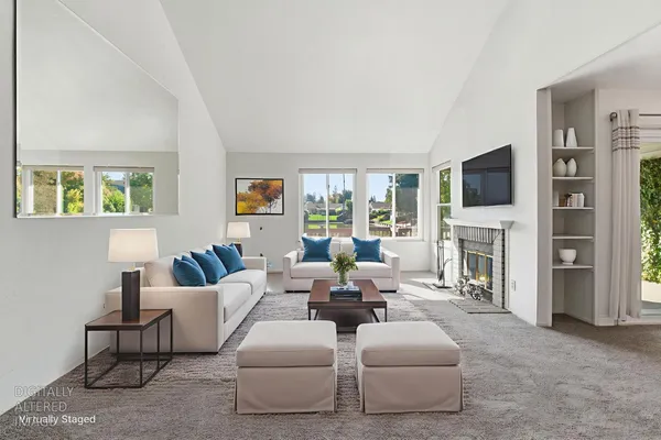 a view of a livingroom with a fireplace