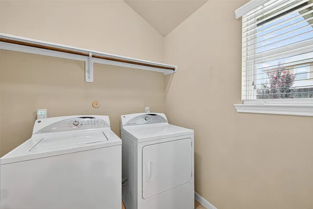 a view of a room with a window