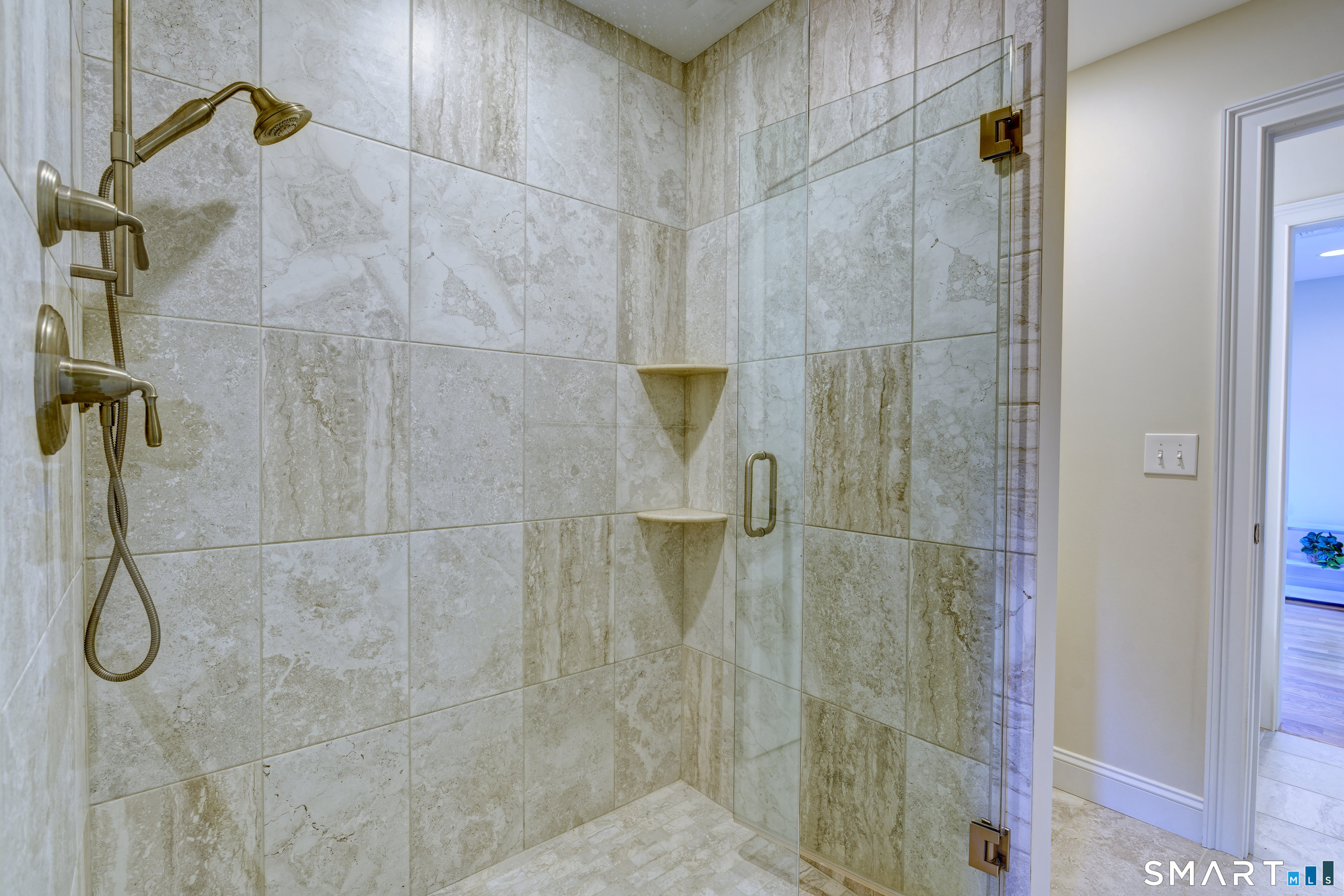 15 Tryon Farm Road Glastonbury, CT 06073 - Photo 32 of 40 Jack-and-Jill Bathroom With Tile Shower Connecting Bedrooms 2 and 3