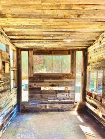 a garden view with a seating space