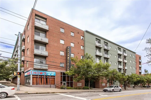 a front view of a building