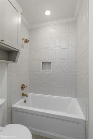 a bathroom with a toilet and a bathtub