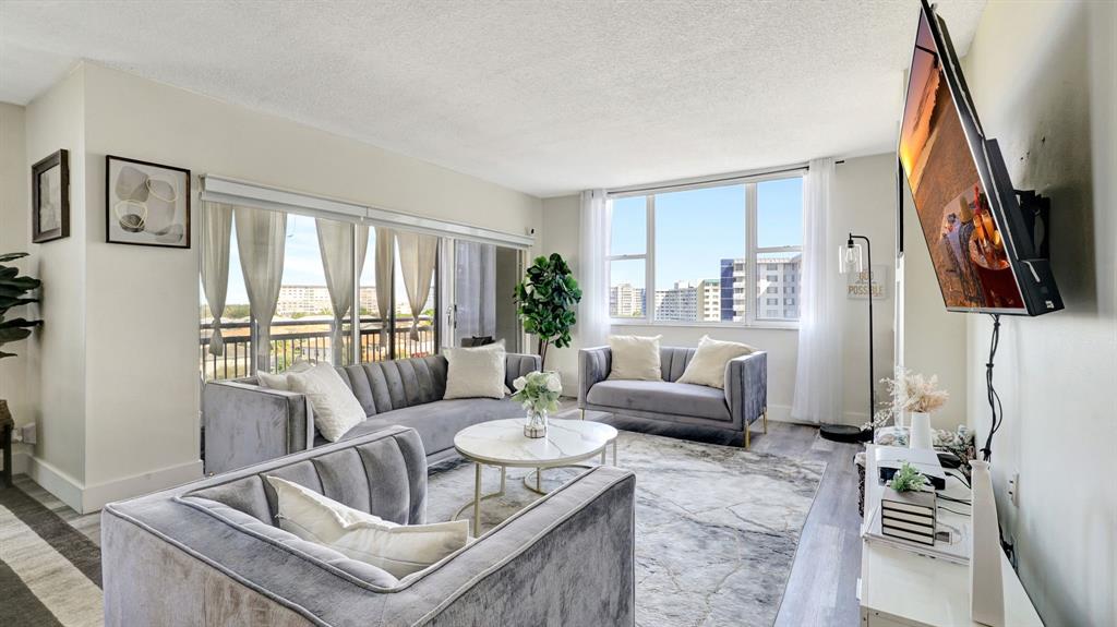 4400 Hillcrest Drive, Unit 719C Hollywood, FL 33021 - Photo 10 of 39 a living room with furniture and a large window