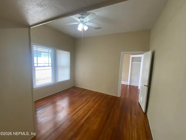 an empty room with windows