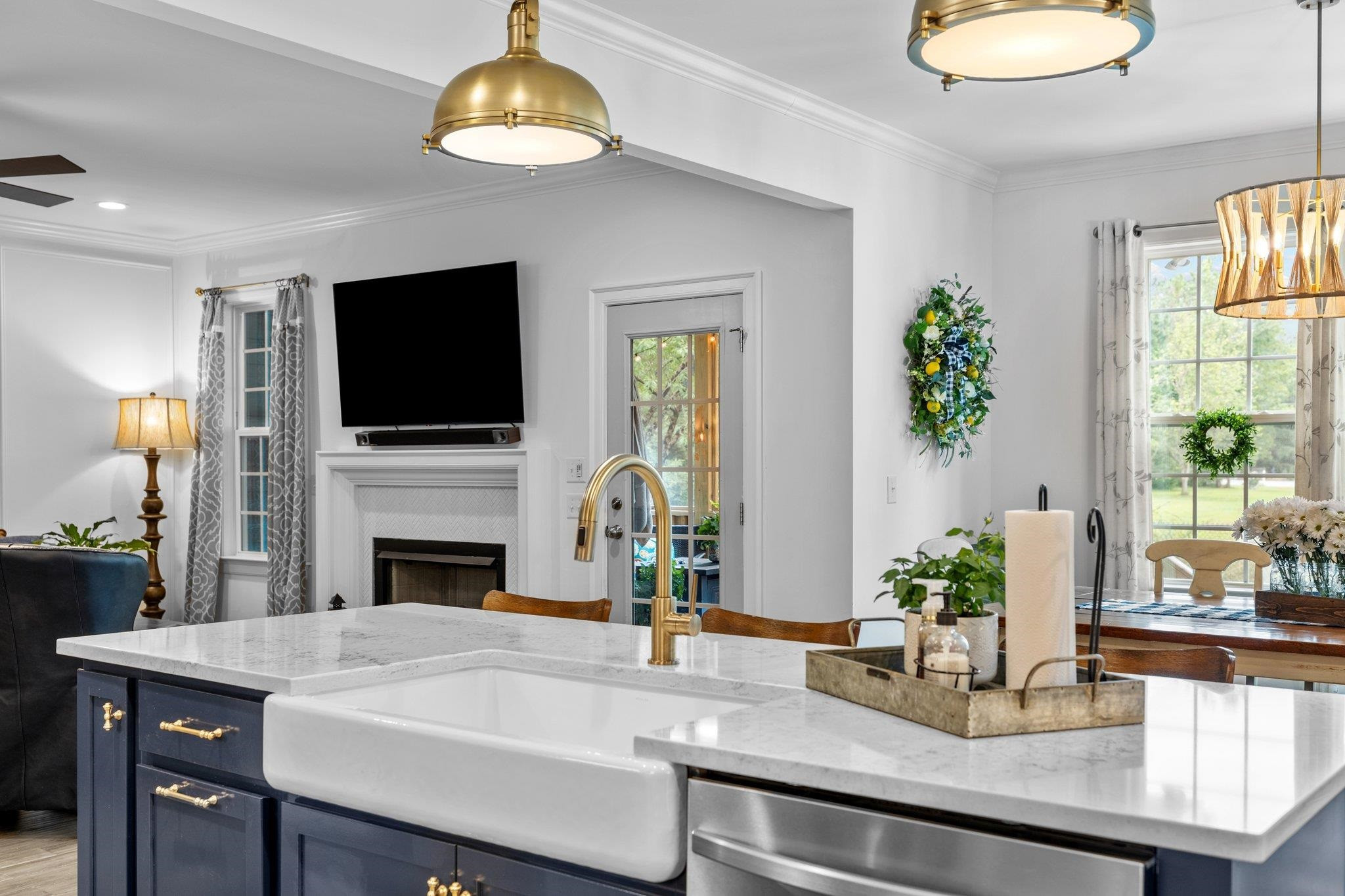 1524 Chalk Road Wake Forest, NC 27587 - Photo 21 of 63 a living room with fireplace furniture and a flat screen tv