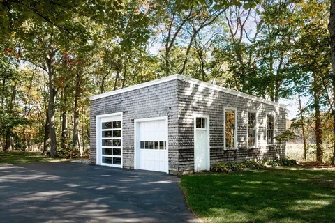 a view of a storage room with racks