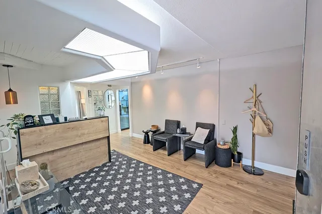 a living room with furniture