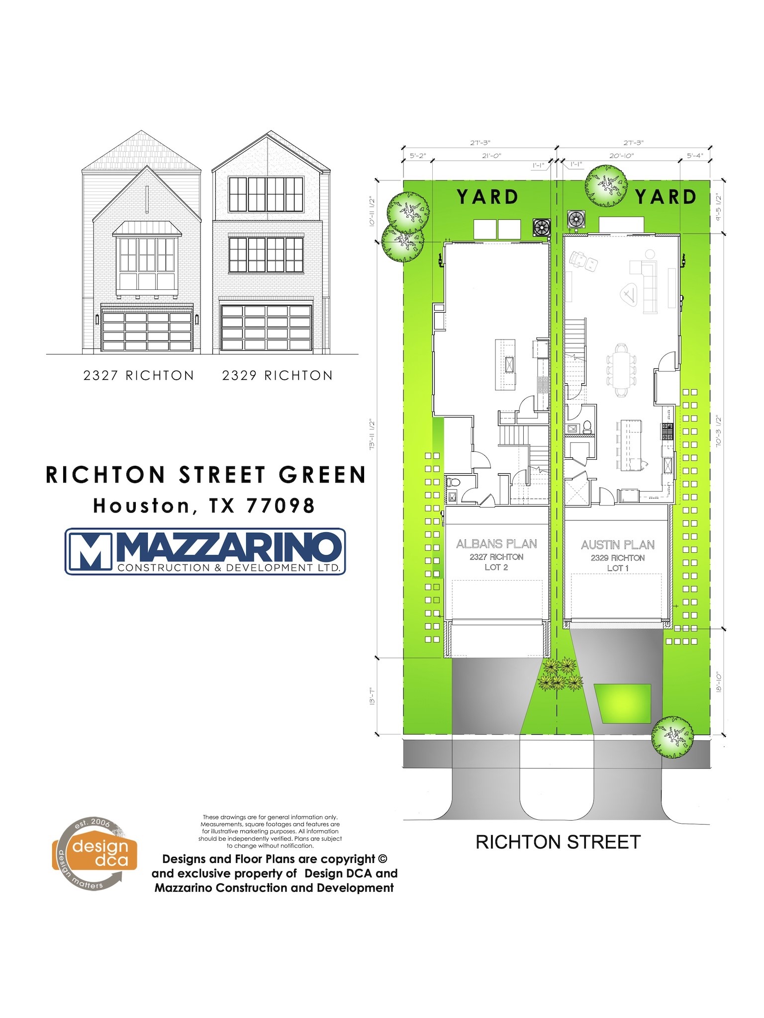 2327 Richton Street Houston, TX 77098 - Photo 2 of 50 Please be aware that these plans are the property of the architect/builder designer that designed them not DUX Realty, Mazzarino Construction or 2327 RICHTON LLC and are protected from reproduction and sharing under copyright law. These drawing are for general information only. Measurements, square footages and features are for illustrative marketing purposes. All information should be independently verified. Plans are subject to change without notification.