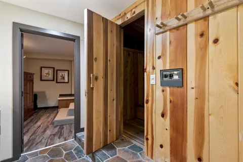 a table and chairs in a room