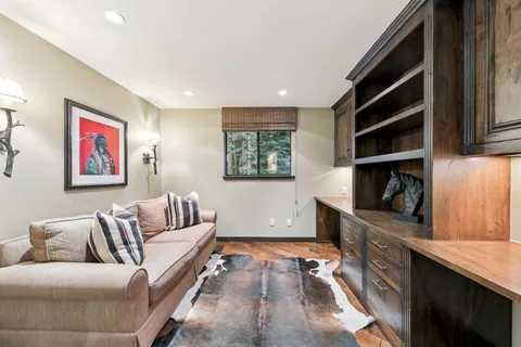 a bed room with a bed and a couch