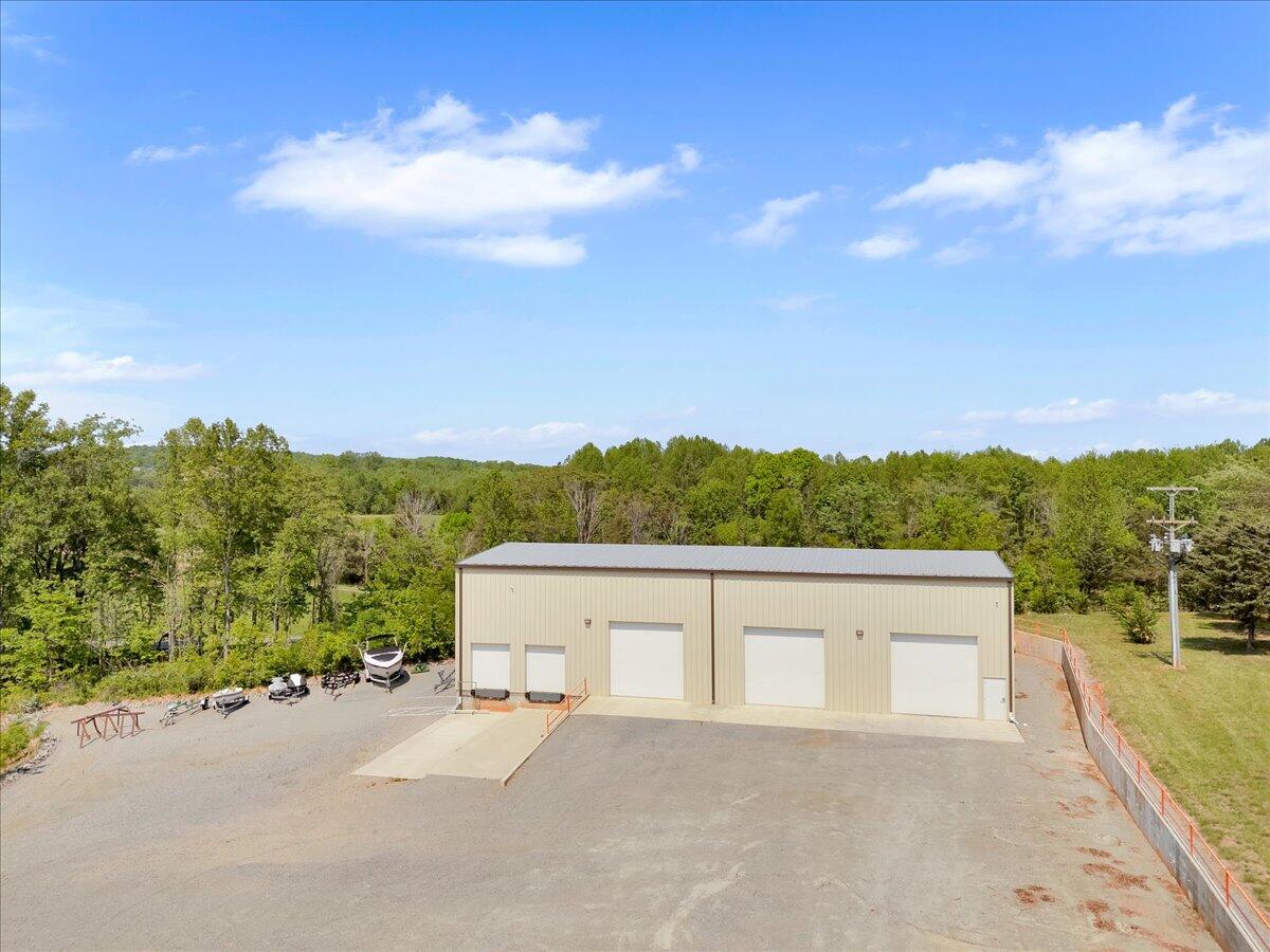 a view of a road with a building in the background