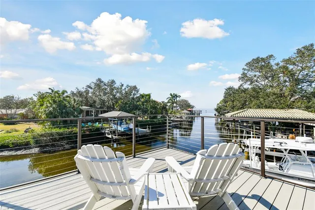 a view of a roof deck with couches