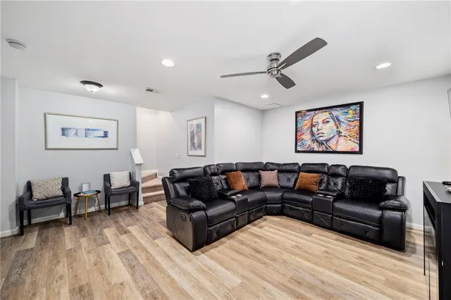 a living room with furniture