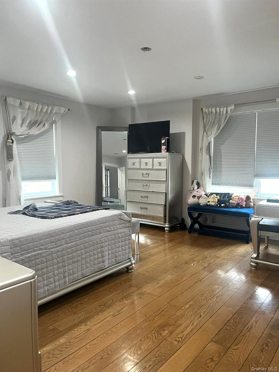 27-15 Butler Street Queens, NY 11369 - Photo 2 of 18 a bedroom with furniture and a flat screen tv