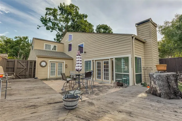 a front view of a house with patio