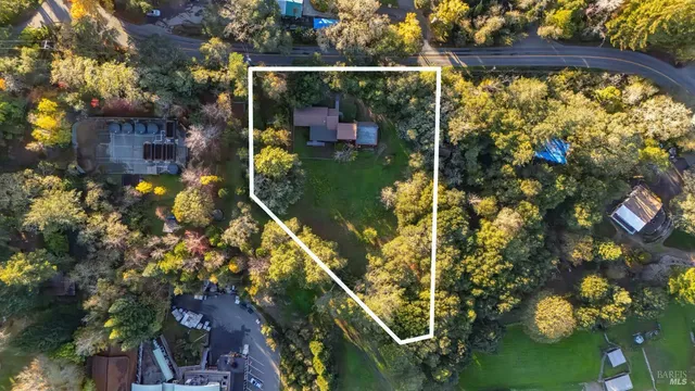 an aerial view of a house