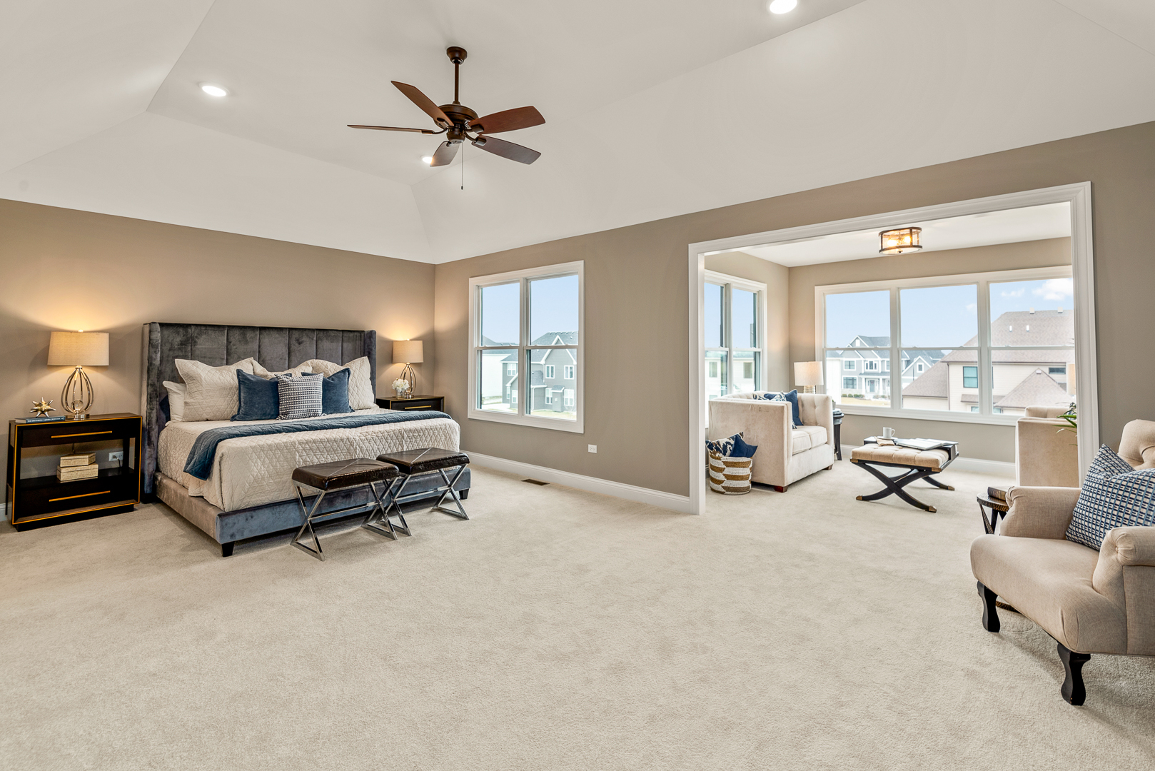 4475 Sassafras Lane Naperville, IL 60564 - Photo 16 of 24 a bedroom with furniture and a large window with balcony view