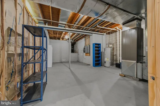 a view of a room with racks on the wall