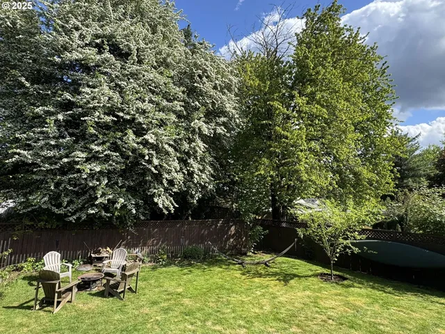 a backyard of a house with lots of green space