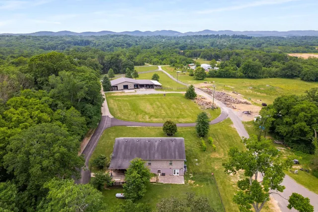 a view of a lush green hillside and houses