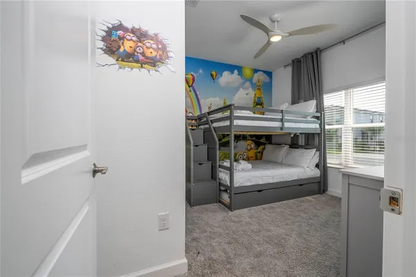 a bathroom with a shower and toilet