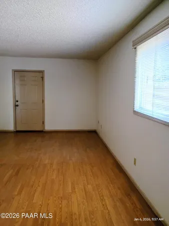 an empty room with a workbench