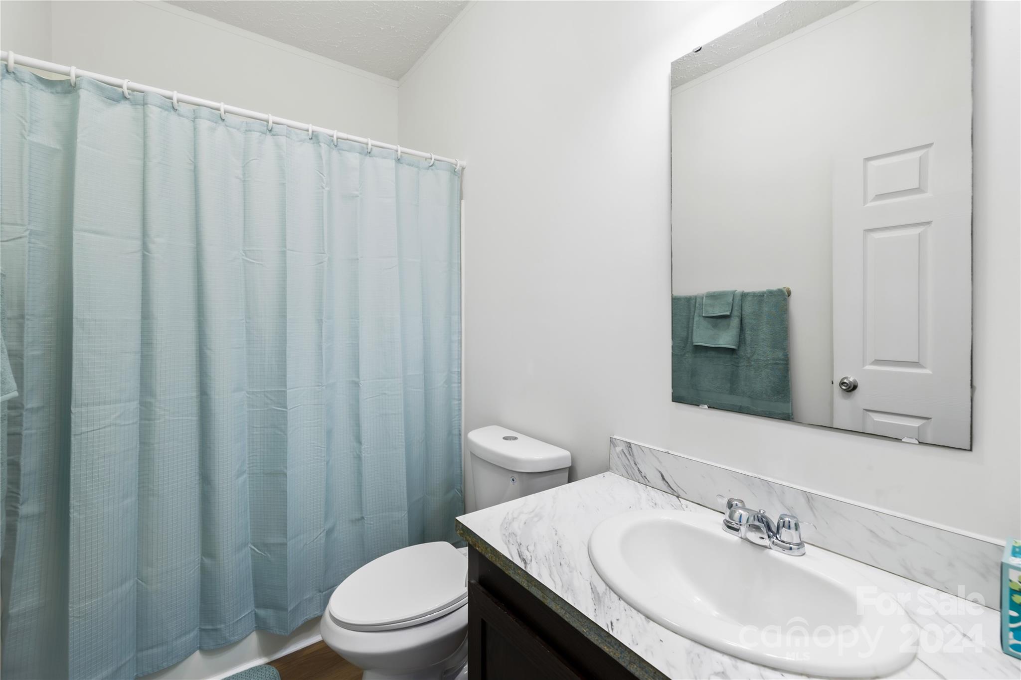 2476 Cimarron Circle Midland, NC 28107 - Photo 18 of 34 a bathroom with a sink a toilet and shower curtain