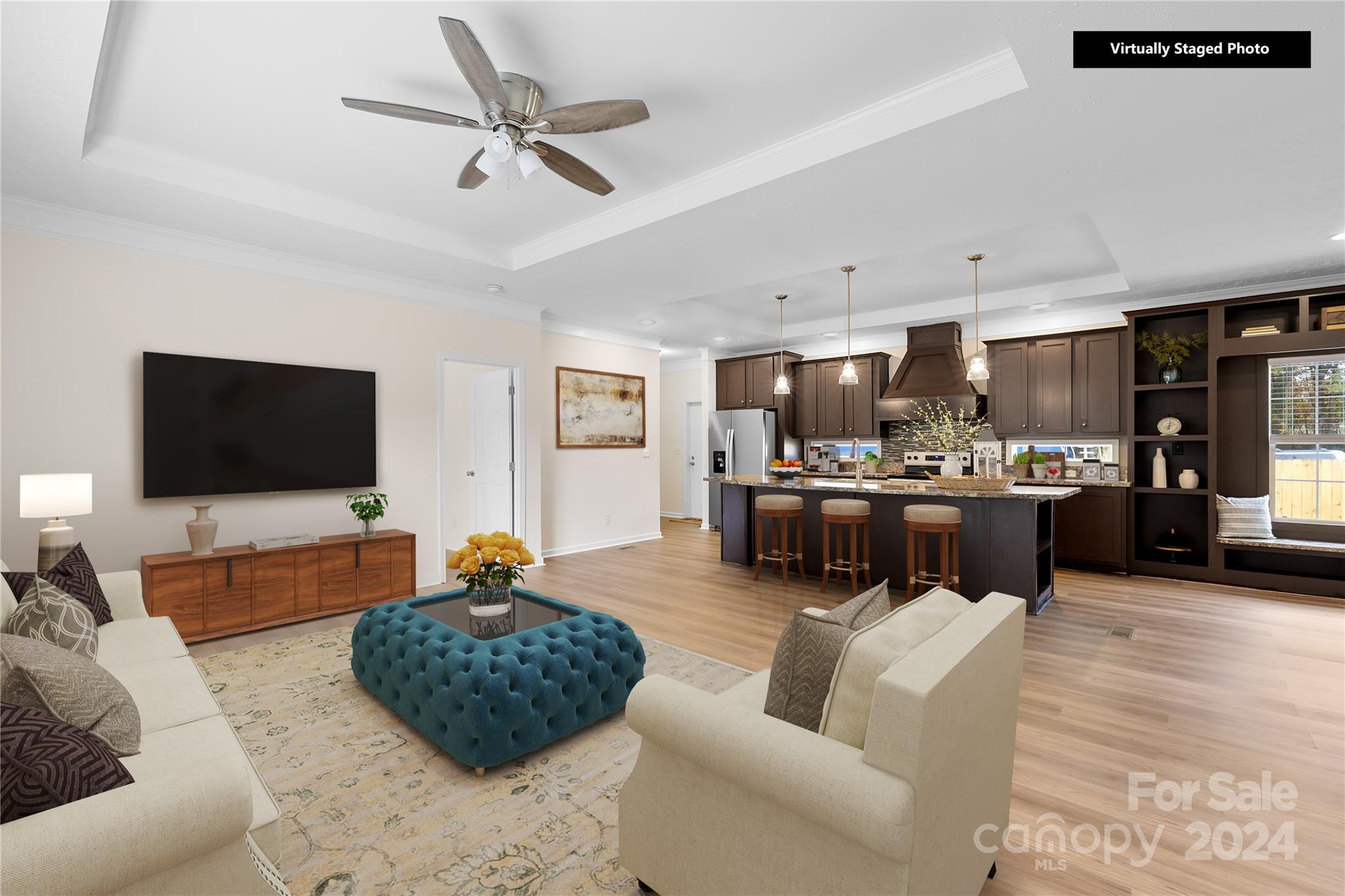 2476 Cimarron Circle Midland, NC 28107 - Photo 3 of 34 a living room with furniture kitchen view and a flat screen tv