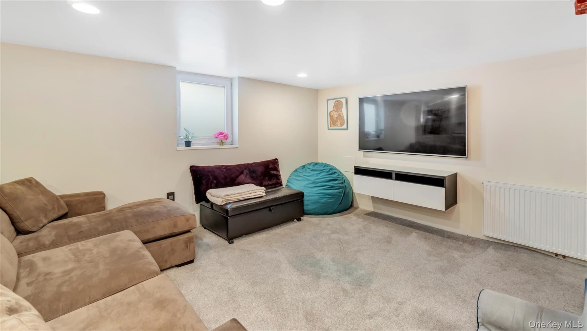 143 Hallock Street Riverhead, NY 11901 - Photo 30 of 39 a living room with furniture and a flat screen tv