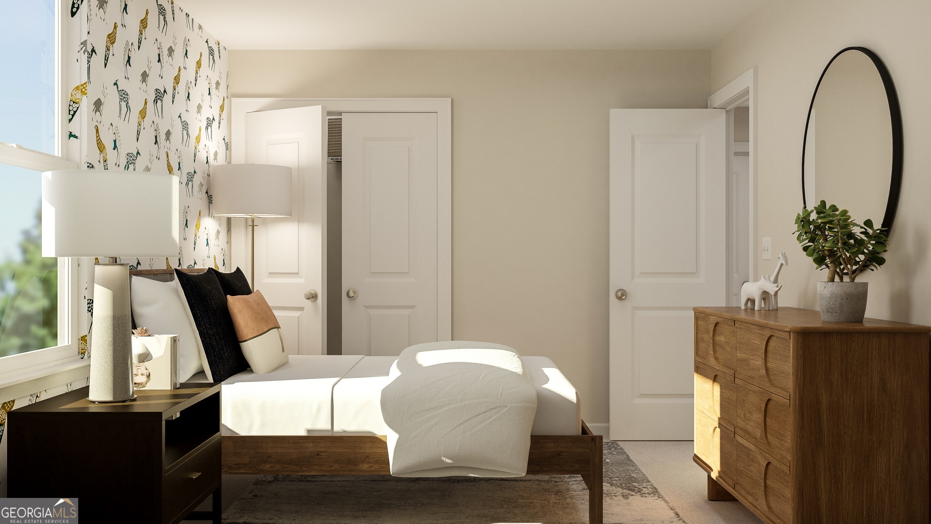 126 Rolling Mdw Way Warner Robins, GA 31088 - Photo 8 of 24 a living room with furniture a potted plant and a large mirror