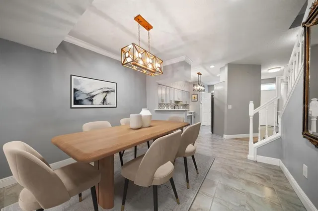 a view of a dining room and livingroom view