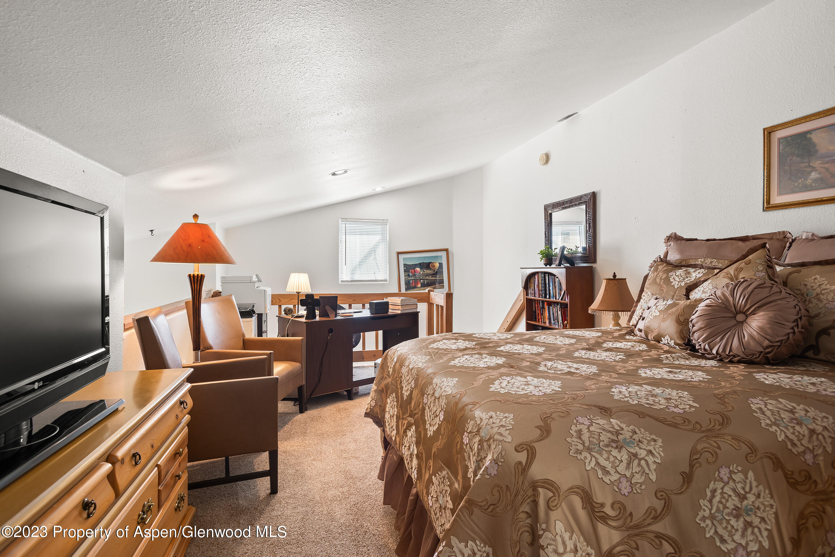 141-143 Swinging Bridge Lane Basalt, CO 81621 - Photo 27 of 35 a bedroom with a bed and a flat screen tv
