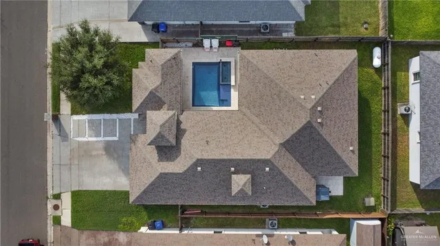 an aerial view of a house