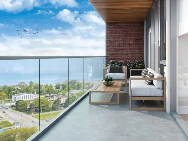 a building outdoor space with seating space