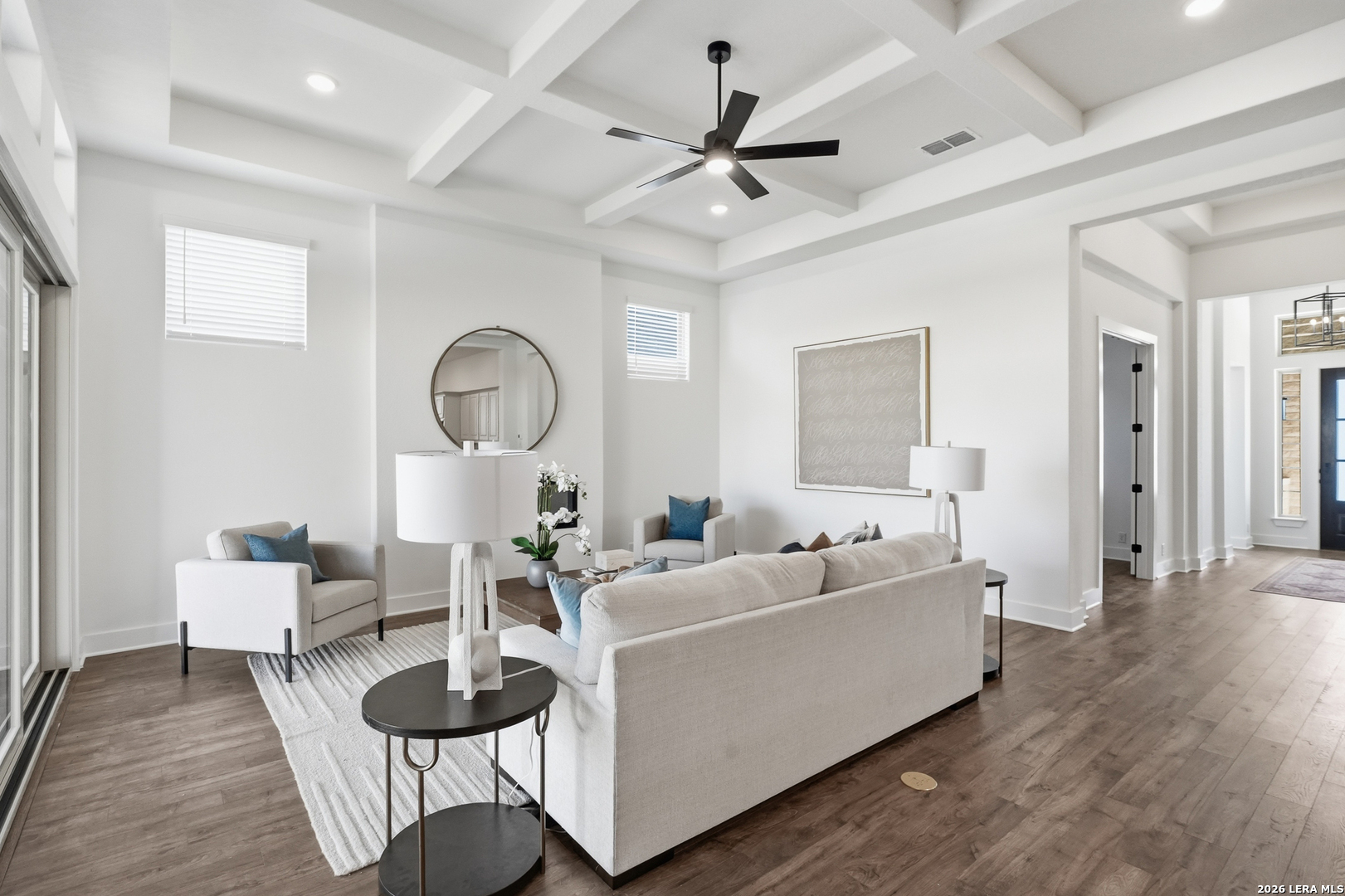 513 Corwin Springs Cibolo, TX 78108 - Photo 20 of 40 a living room with furniture and a wooden floor