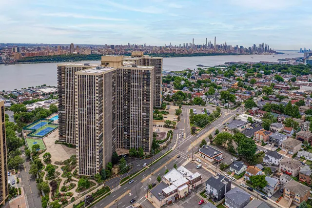 a view of a city and lake