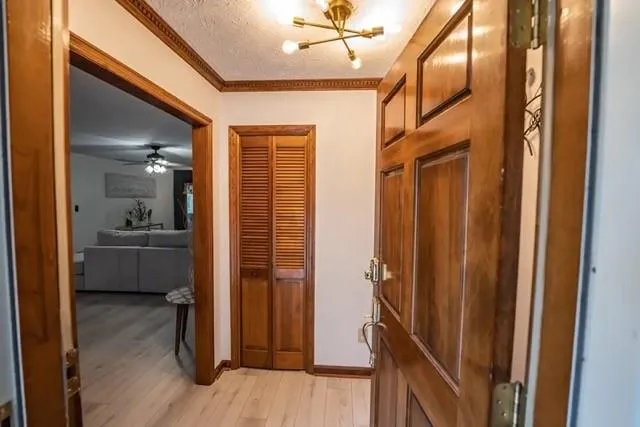 a view of a hallway and a livingroom with a furniture